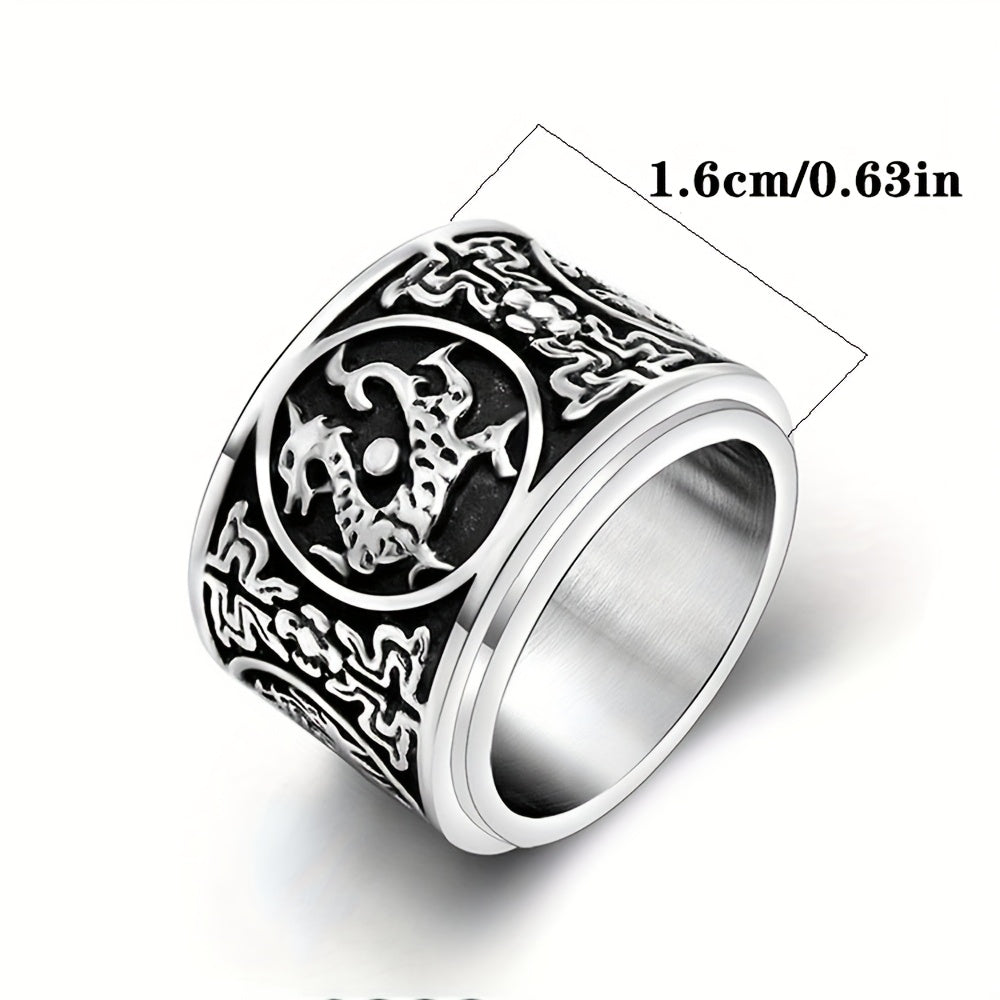 A Stylish Punk Super Wide Hip-Hop Trendy Turnable 304 Stainless Steel Men'S Ring Suitable for Everyday Wear.