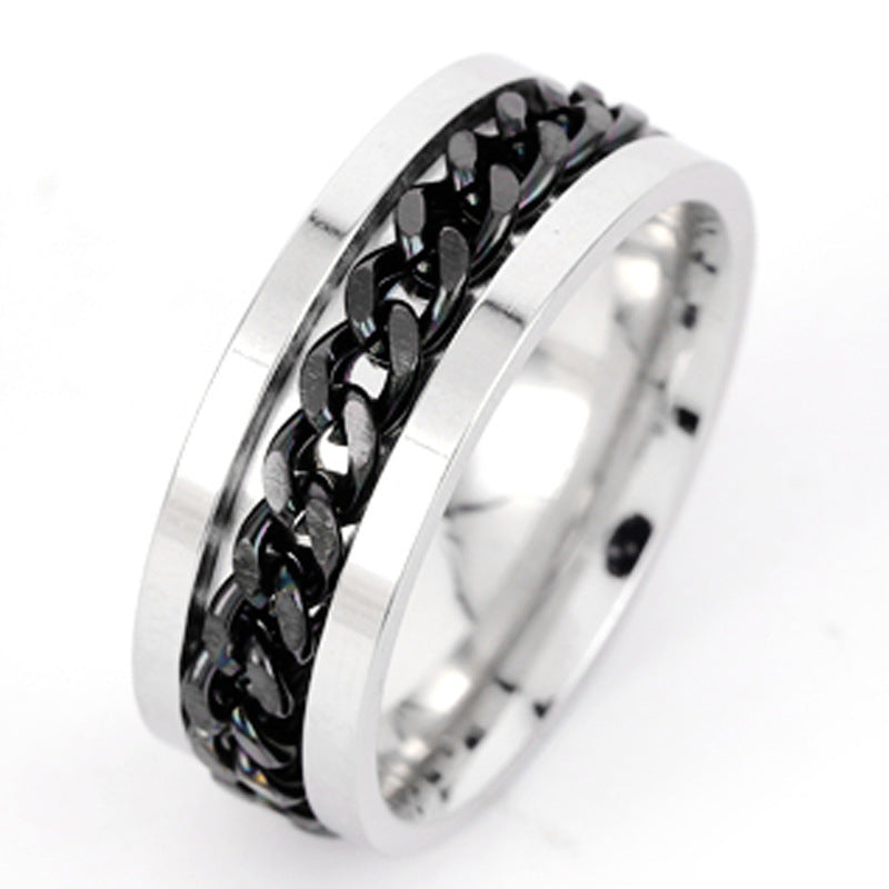 Ring for opening bottles and beer, rotatable decompression ring for men, rotatable chain, titanium Stainless Steel ring, Stainless Steel jewelry for women