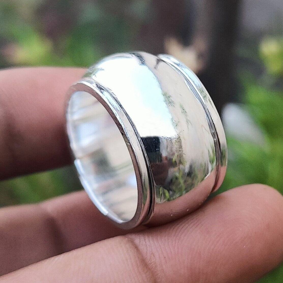 1pc 15Mm Wide Stainless Steel Arc Ring, Rotatable Anxiety Relief Ring, Party Accessories