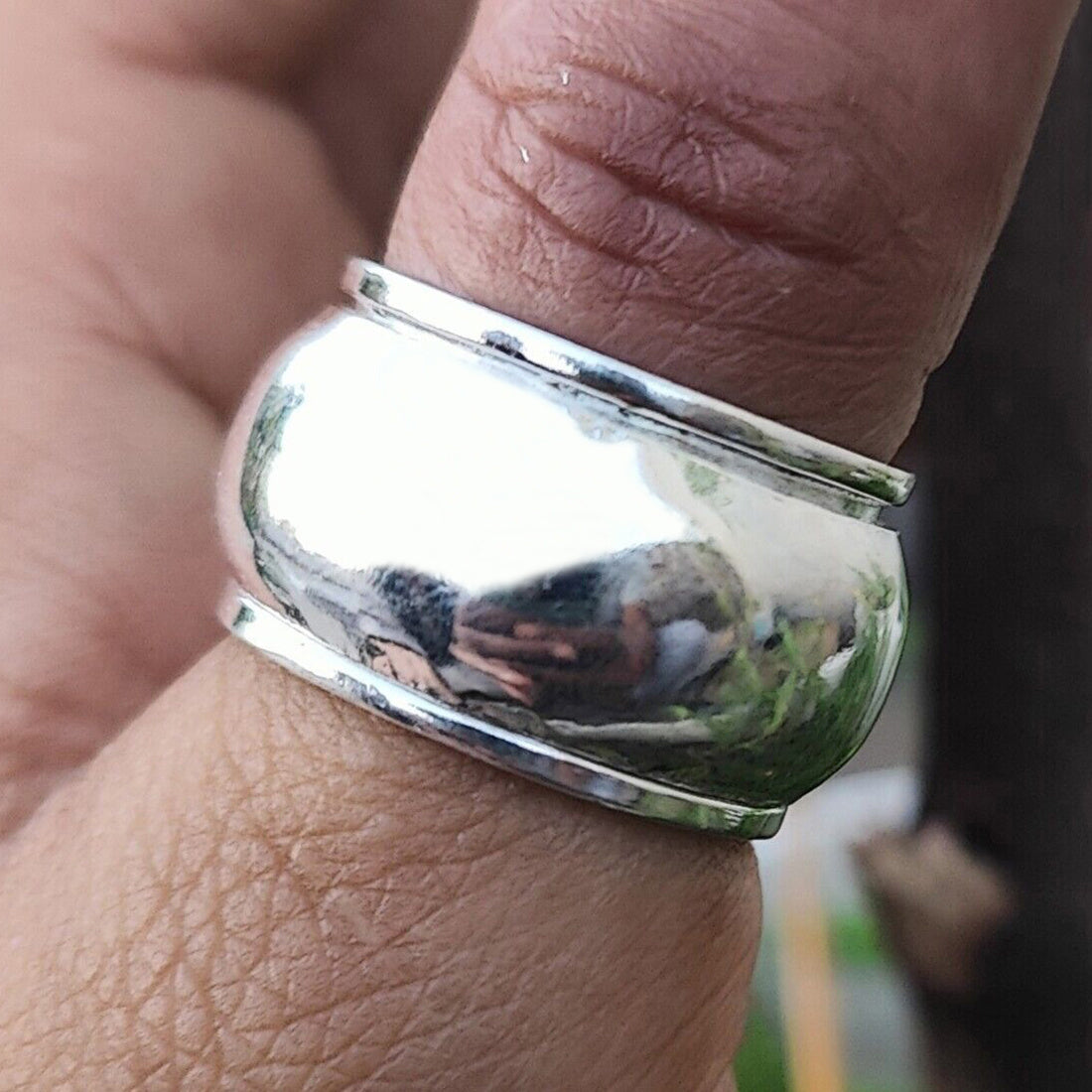 1pc 15Mm Wide Stainless Steel Arc Ring, Rotatable Anxiety Relief Ring, Party Accessories