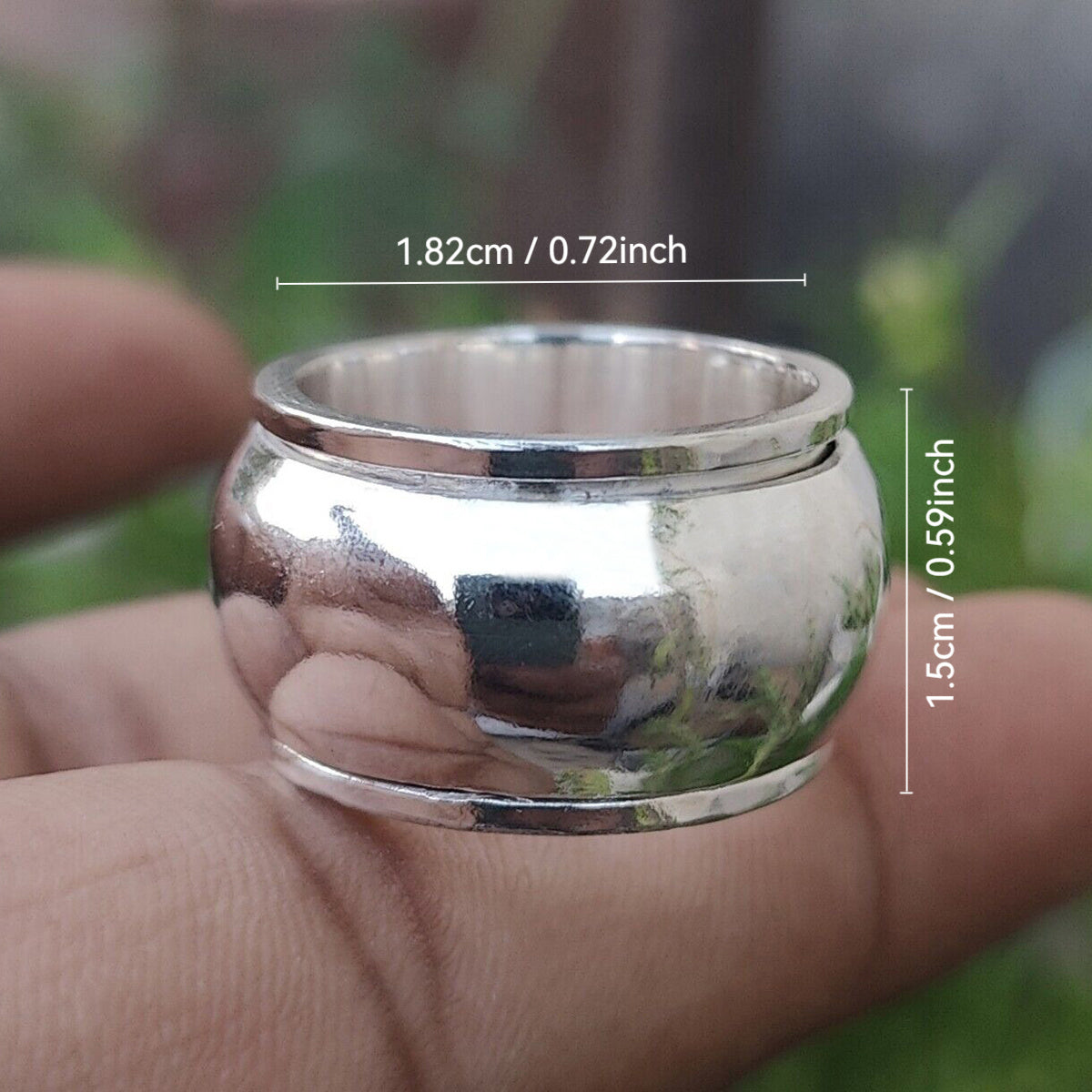 1pc 15Mm Wide Stainless Steel Arc Ring, Rotatable Anxiety Relief Ring, Party Accessories