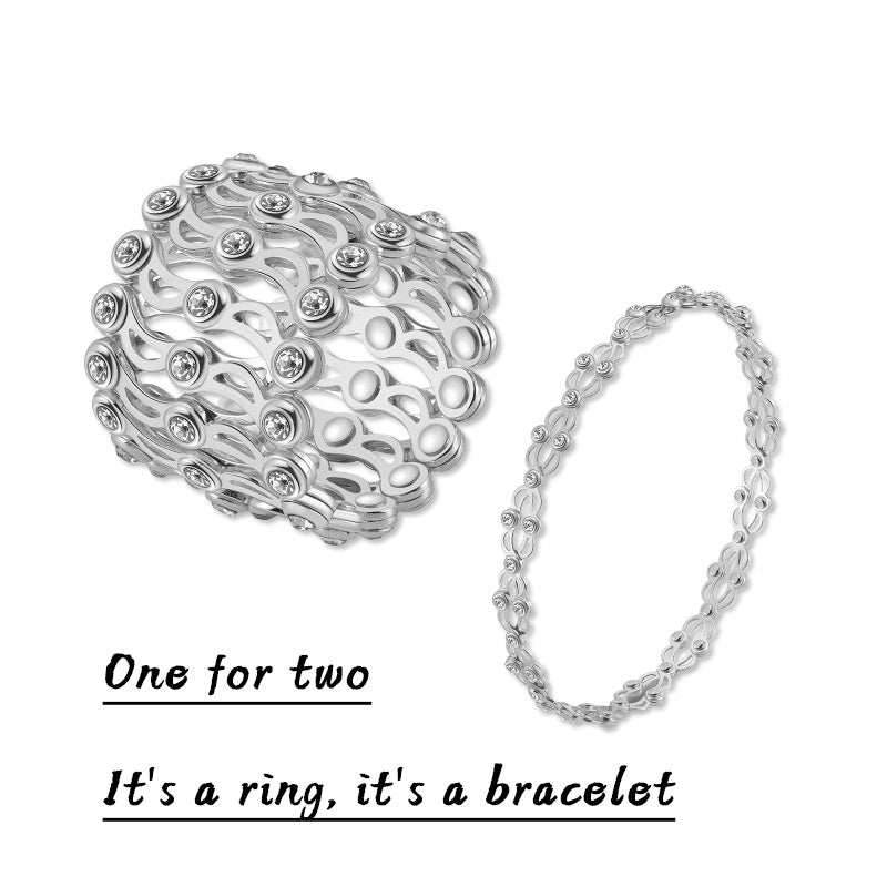Is a Ring, Is Also a Bracelet, S925 Sterling Silvery Telescopic Adjustable Ring a Two-Wear Bracelet, Christmas New Year Valentine's Day Gift, Suitable for Men And Women to Wear