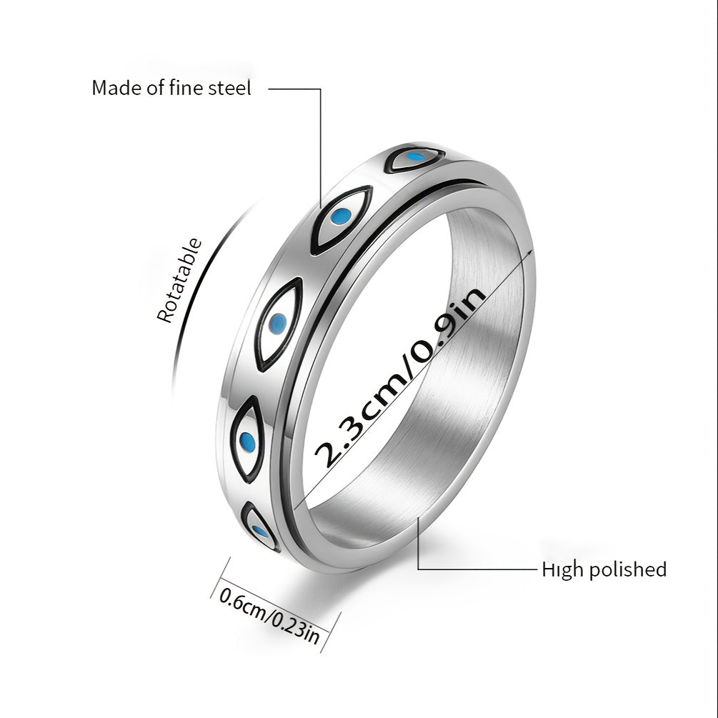 's Stainless Steel Eye Ring - Minimalist Everyday & Special Occasion Jewelry, Durable Rotating Eye Design, Perfect Halloween/Christmas/Thanksgiving Gift - Year-Round Elegant 's Jewelry, Unique Appearance, for Teenager