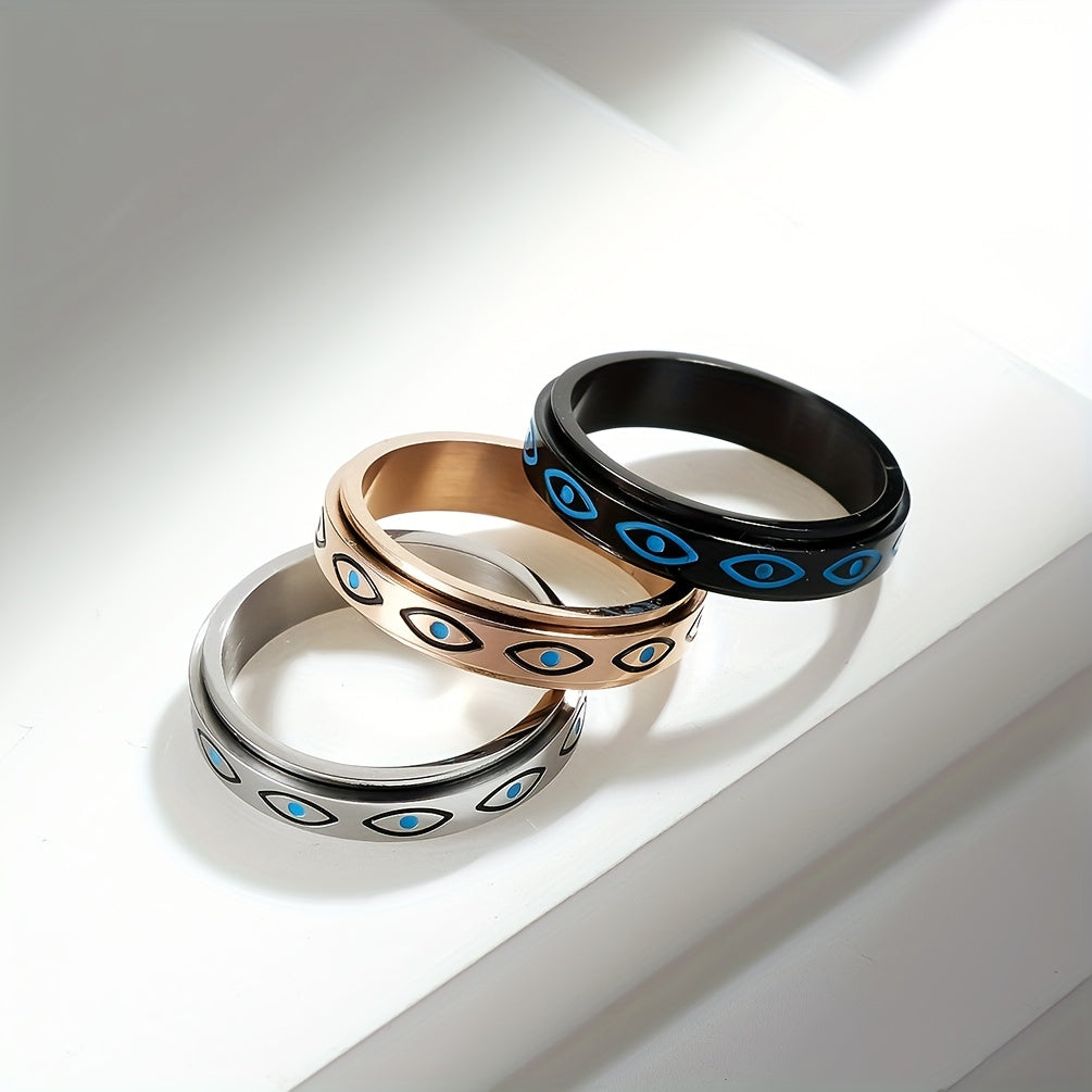 's Stainless Steel Eye Ring - Minimalist Everyday & Special Occasion Jewelry, Durable Rotating Eye Design, Perfect Halloween/Christmas/Thanksgiving Gift - Year-Round Elegant 's Jewelry, Unique Appearance, for Teenager