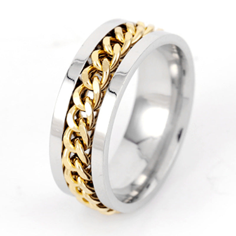 Ring for opening bottles and beer, rotatable decompression ring for men, rotatable chain, titanium Stainless Steel ring, Stainless Steel jewelry for women