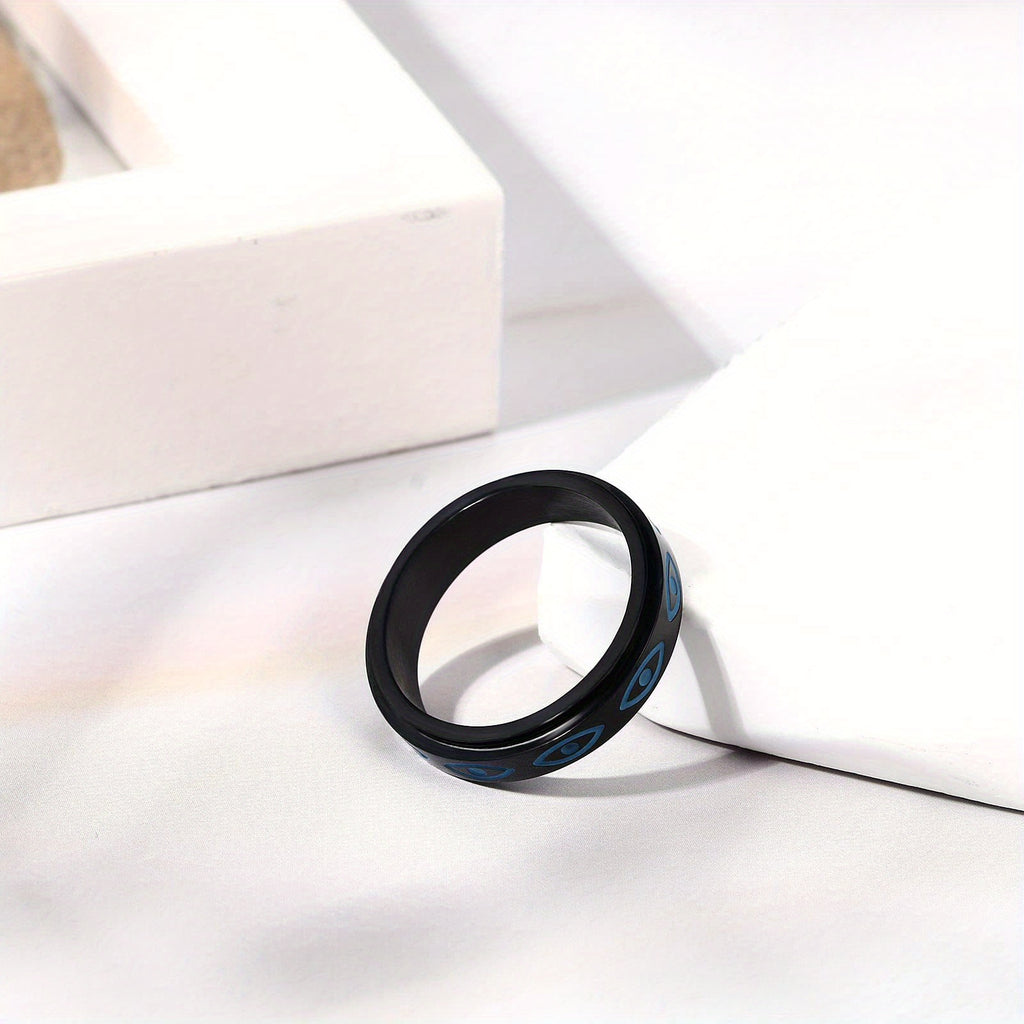JewelryWe Men'S and Women'S Anxiety Rings: a Minimalist Evil Eye Fidget Ring Made of Stainless Steel - a Rotating Ring for Stress Relief.