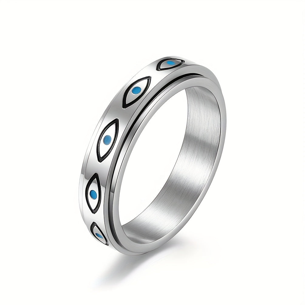 's Stainless Steel Eye Ring - Minimalist Everyday & Special Occasion Jewelry, Durable Rotating Eye Design, Perfect Halloween/Christmas/Thanksgiving Gift - Year-Round Elegant 's Jewelry, Unique Appearance, for Teenager