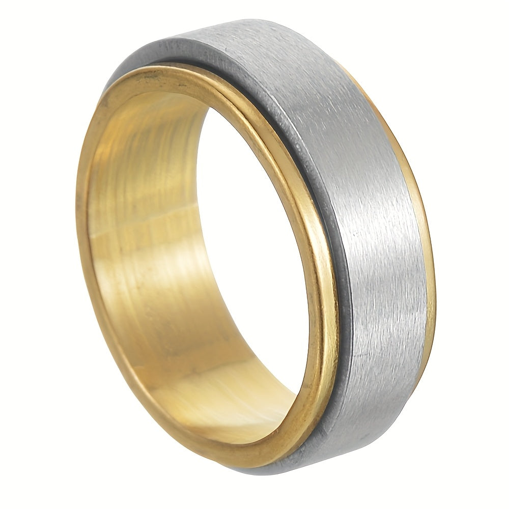 1pc Custom Engraved Stainless Steel Spinner Ring - Personalized Name, Freely Rotating, Sports Style for Men & Women - Ideal for Daily Wear, Parties & Music Festivals