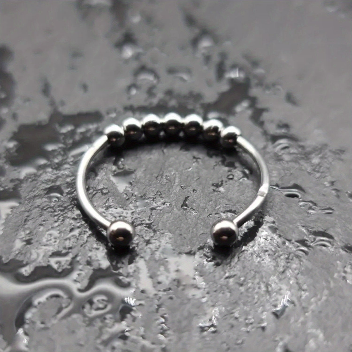 1pc Vintage-Inspired Stainless Steel Ring with Rotatable Bead Opening - Adjustable, Durable, and Stylish for Daily Wear or Parties, Party Accessory | Vintageinspired Ring | Durable Ring