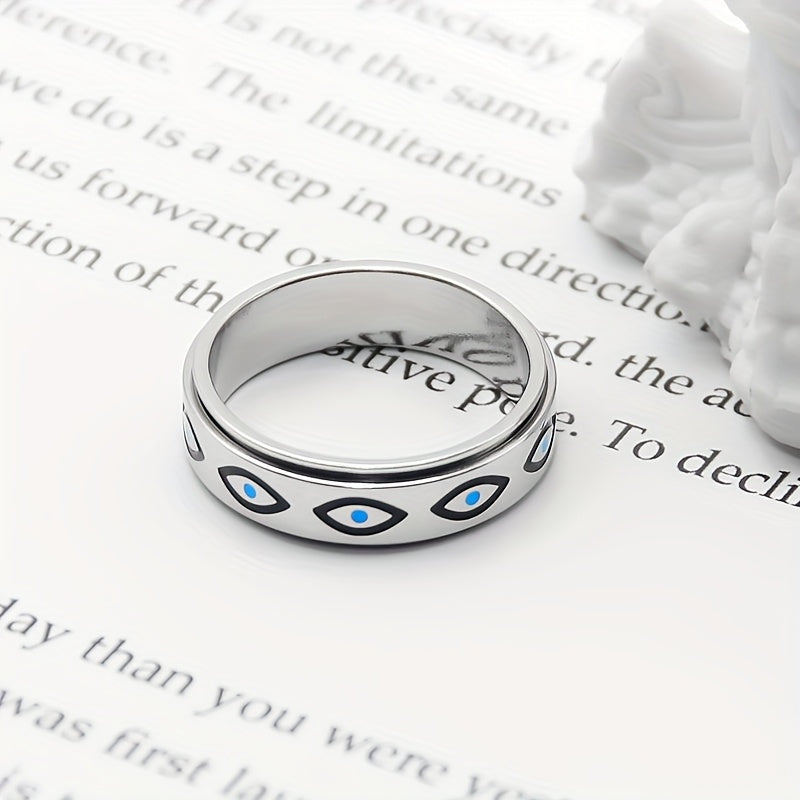 's Stainless Steel Eye Ring - Minimalist Everyday & Special Occasion Jewelry, Durable Rotating Eye Design, Perfect Halloween/Christmas/Thanksgiving Gift - Year-Round Elegant 's Jewelry, Unique Appearance, for Teenager
