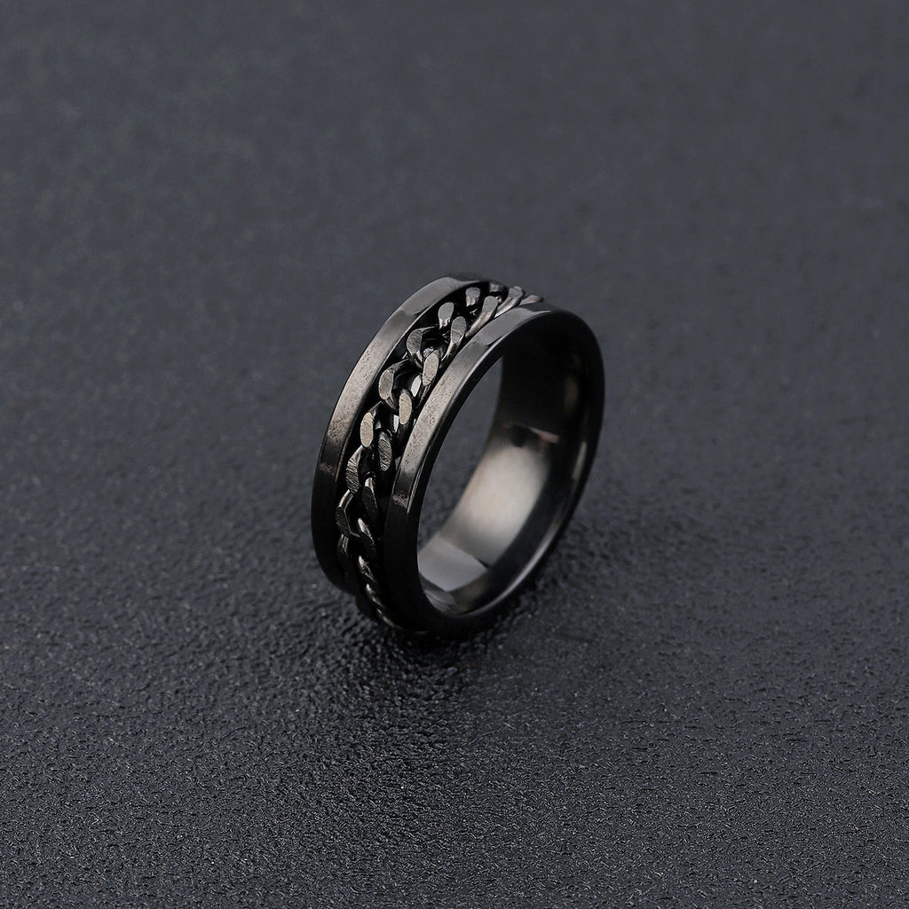 Ring for Opening Bottles And Beer, Rotatable Decompression Ring for Men, Rotatable Chain, Titanium Steel Ring, Stainless Steel Jewelry for Women
