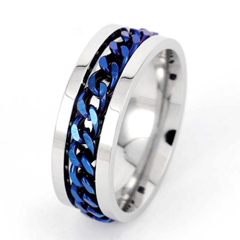 Ring for opening bottles and beer, rotatable decompression ring for men, rotatable chain, titanium Stainless Steel ring, Stainless Steel jewelry for women