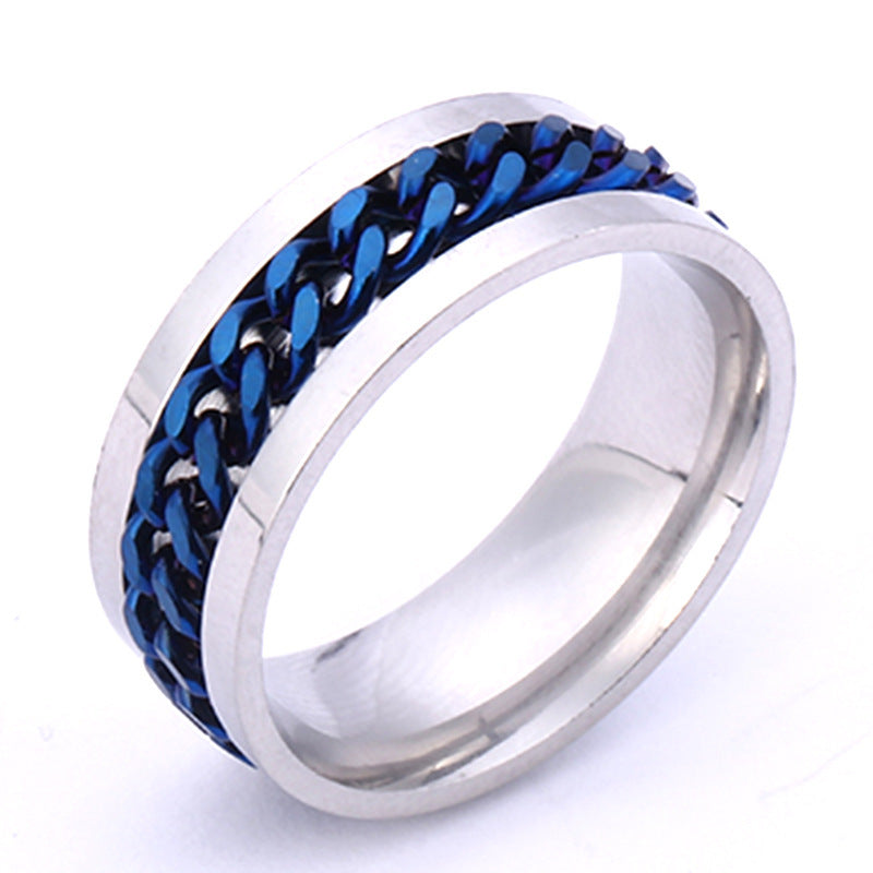 Ring for opening bottles and beer, rotatable decompression ring for men, rotatable chain, titanium Stainless Steel ring, Stainless Steel jewelry for women