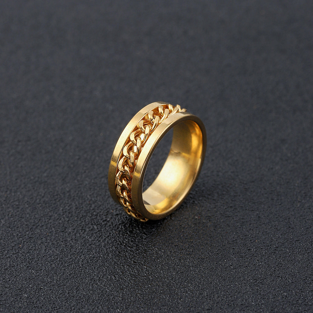Ring for Opening Bottles And Beer, Rotatable Decompression Ring for Men, Rotatable Chain, Titanium Steel Ring, Stainless Steel Jewelry for Women
